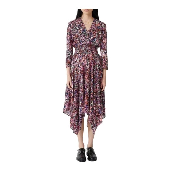Maje Rayemi Floral-Print Woven Midi Dress NWOT - Picture 8 of 12